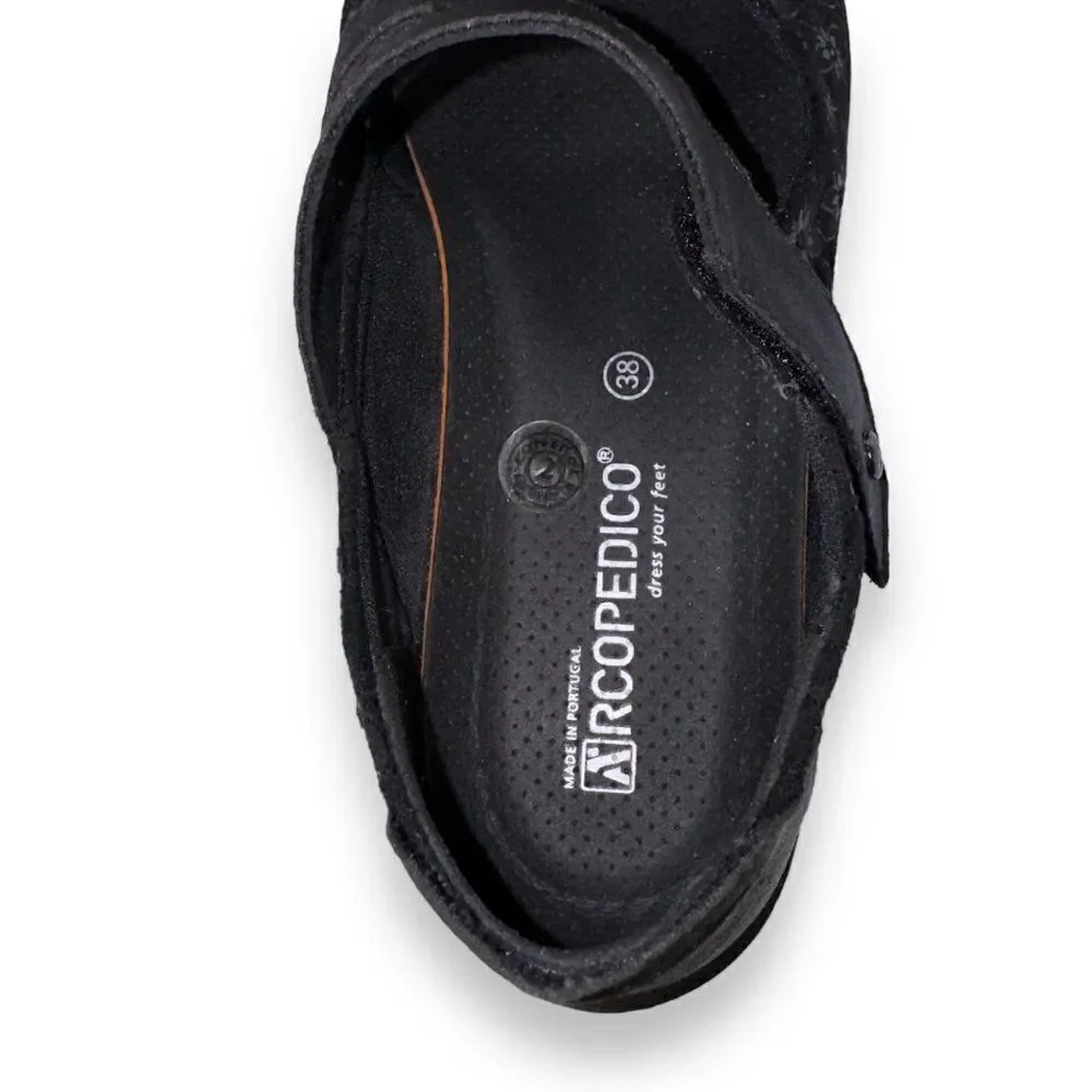 Arcopedico‎ Cosmo Flower Mary Jane Loafers Black / Silver Women's 7